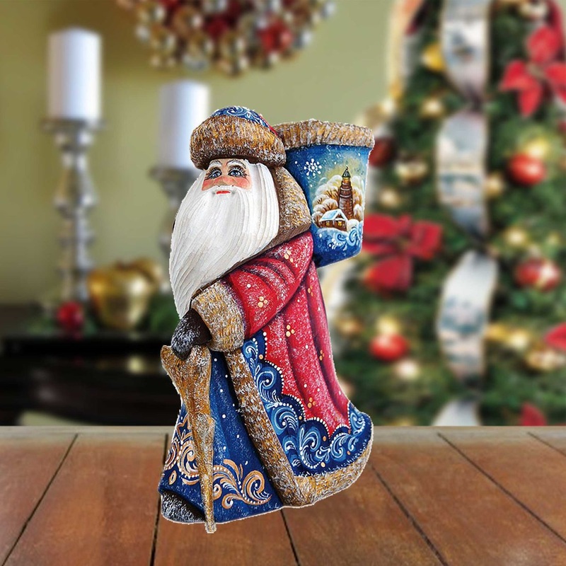 Lights Treasure Santa Hand-Painted WOODCARVED Masterpiece by G. DeBrekht – Wildlife Holiday Decor – 821038 *** PRE-ORDER – Handmade Just for You! ***