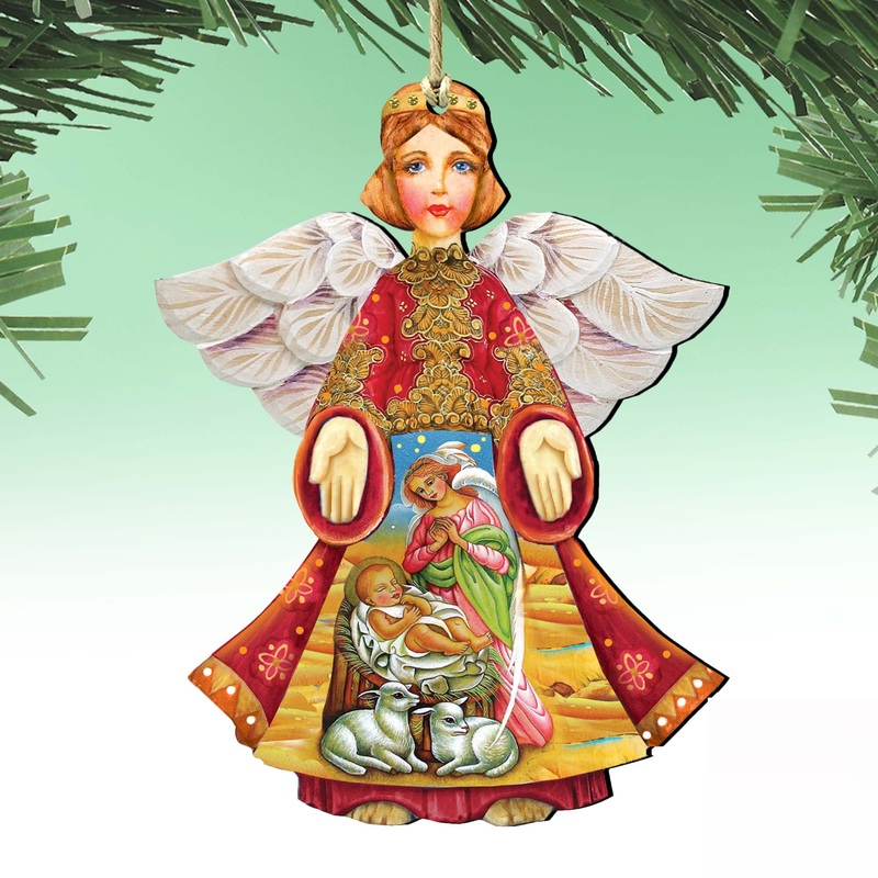Mary And Joseph Angel Wooden Ornaments by G. DeBrekht – Nativity Holiday Decor – 8154109