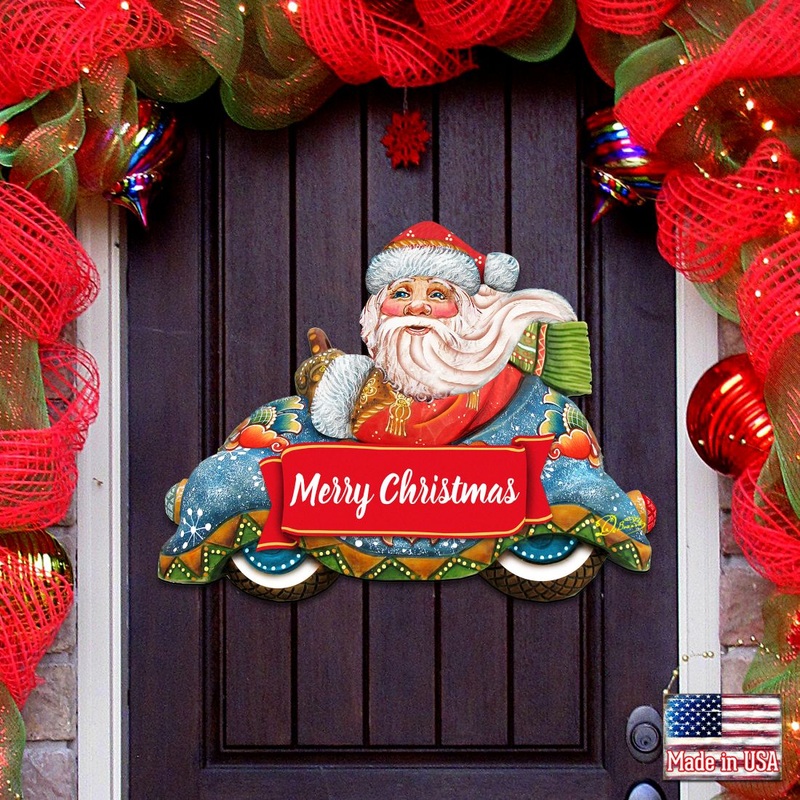 Merry Christmas Santa Door Decor by G. DeBrekht – Christmas Santa Snowman Decor – 8112045-2H