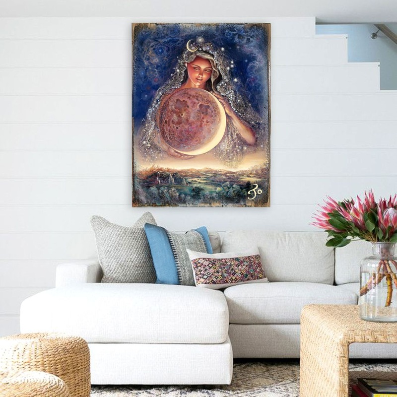 Moon Goddess Fantasy Wooden Wall Art by Josephine Wall – Fantasy Dcor – 852119-JW