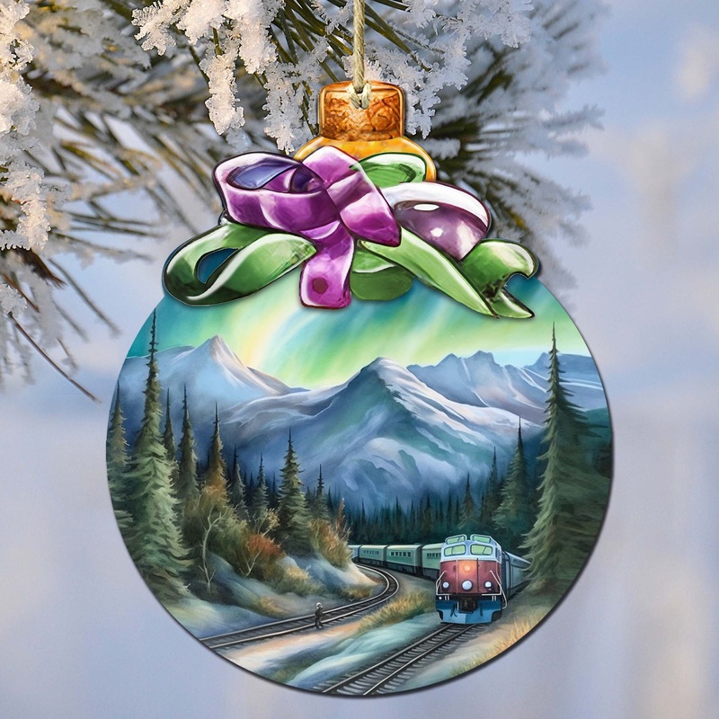 Mountain Glow Express Wooden Ornaments by  – Wildlife Holiday Decor – 870016