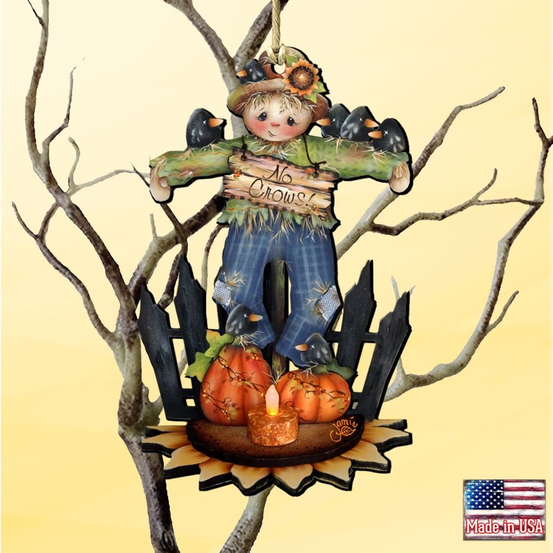 No Crows Scarecrow Wooden Ornaments Halloween by Jamie Mills-Price – Thanksgiving Halloween Decor – 8457404