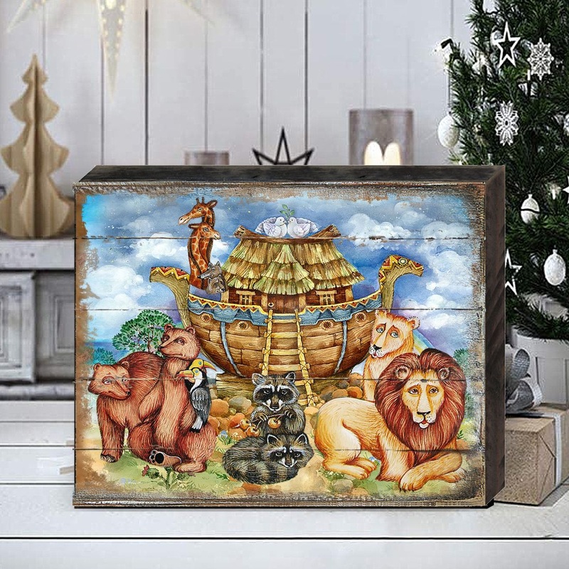 Noah’s Ark Wooden Wall Art by G. DeBrekht – Nativity Holiday Decor – 8173521B