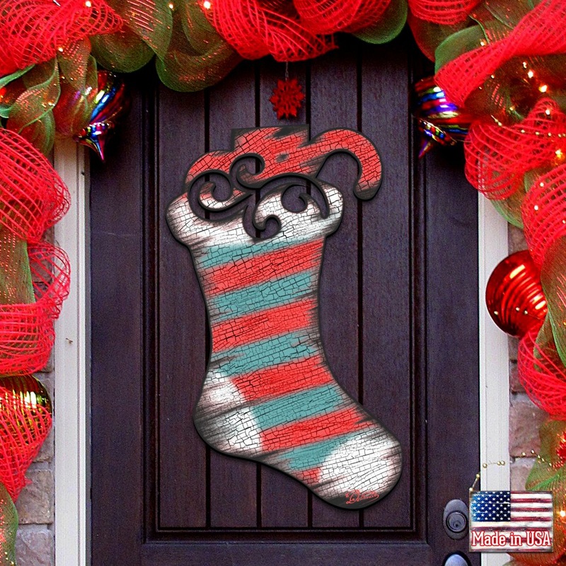 Noel Stocking Decorative Door Decor by G. DeBrekht – Christmas Decor – 8198802H