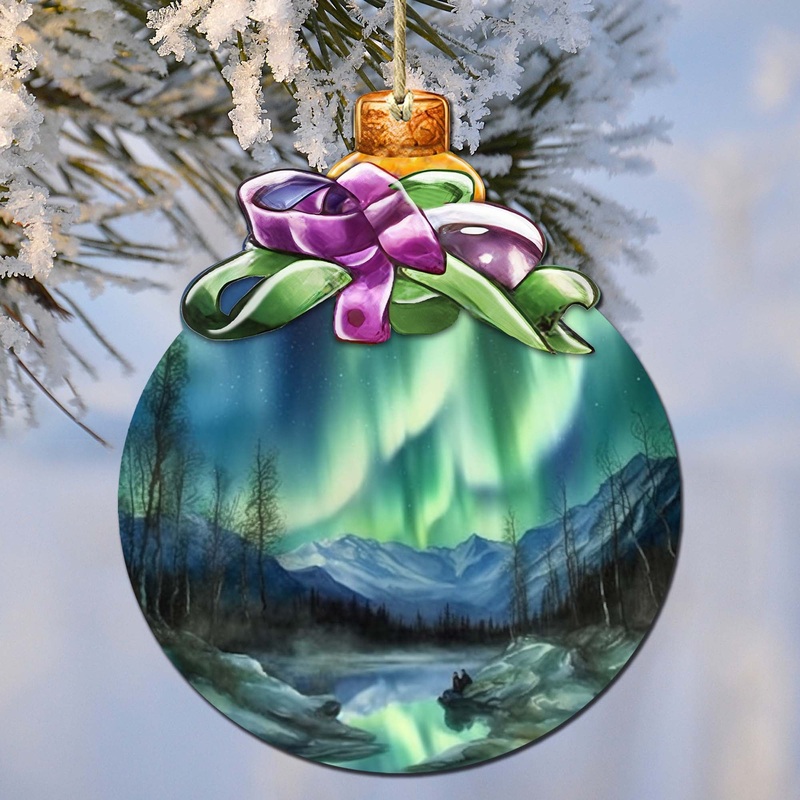 Northern Lights Symphony Wooden Ornaments by  – Wildlife Holiday Dcor – 870026