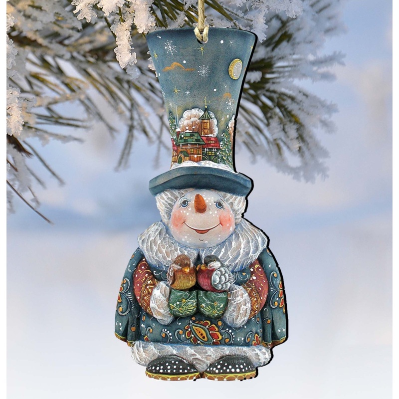 Old World Christmas Snowman Wooden Ornaments by G. DeBrekht – Christmas Santa Snowman Decor – 8116420
