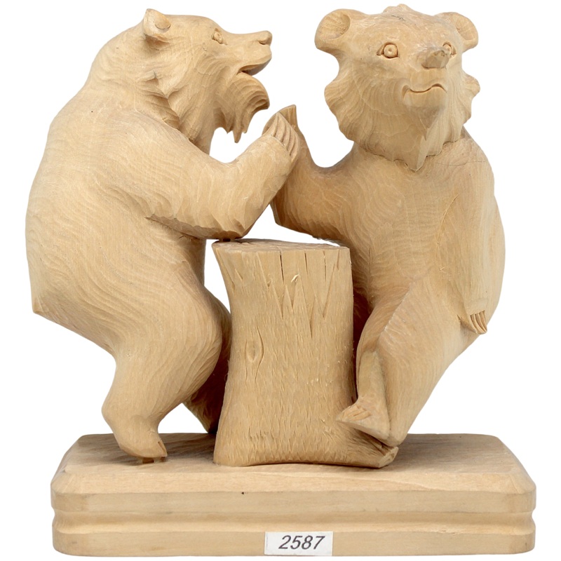 One-of-a-Kind Bear Arm Wrestling Wood carved Figurine 5 – Nature Wood Carving