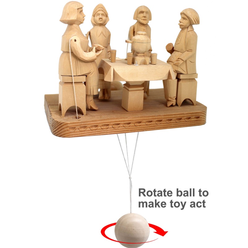 One-of-a-Kind It’s a Tea Time Wood Carved Animated Spinning Toy 8 by  – Nature Wood Carving