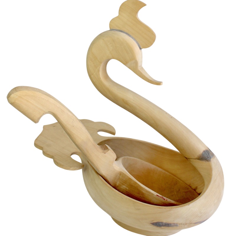 One-of-a-Kind Swan Bowl with Spoon Wood Carved Figurine 17 – Nature Wood Carving