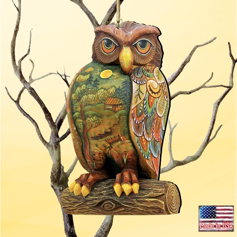 Owl Wooden Ornaments Halloween by G. DeBrekht – Thanksgiving Halloween Decor – 8158912
