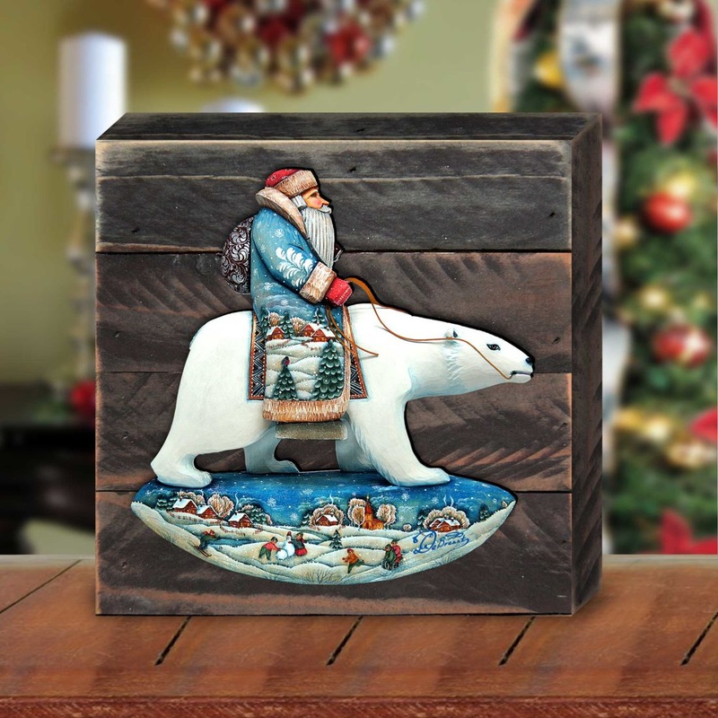Polar Bear Wooden Decor by G. DeBrekht – Wildlife Holiday Decor – 8116382B