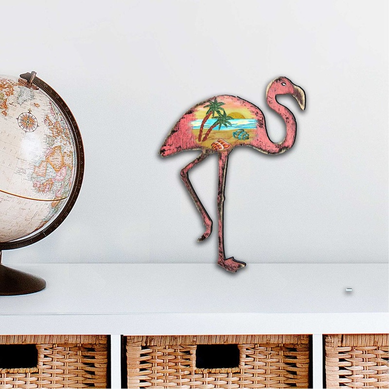 Rustic Flamingo Coastal Outdoor Dcor Large Ornament by G. DeBrekht – Coastal Holiday Dcor – 8198544M