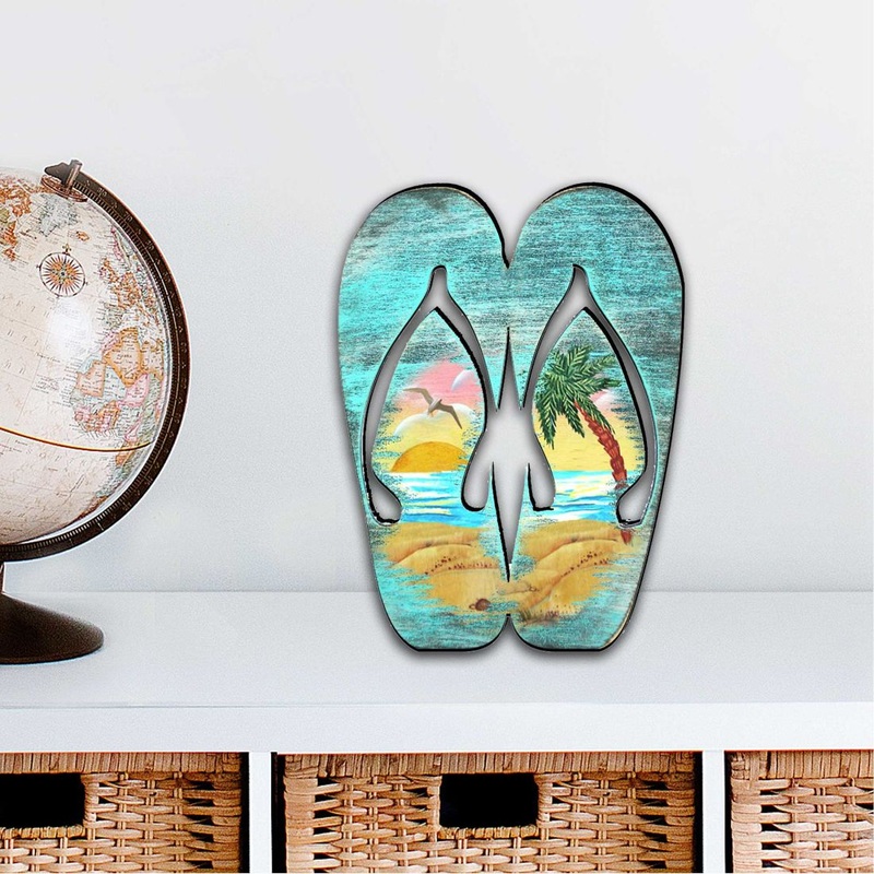 Rustic Flip Flops Coastal Outdoor Decor Large Ornament by G. DeBrekht – Coastal Holiday Decor – 8198523M