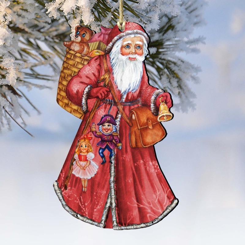 Saint Nick Christmas Wooden Ornaments by G. DeBrekht – Christmas Santa Snowman Decor – 8124120