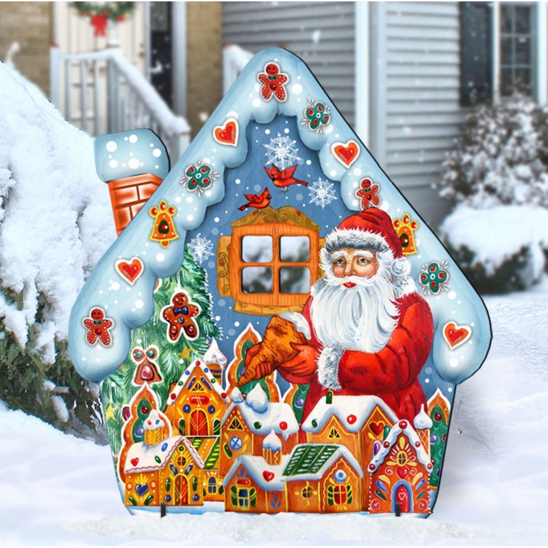 Santa Gingerbread House Life Size Outdoor Holiday Decor by G. DeBrekht – Christmas Decor – 81529214F-XXLG