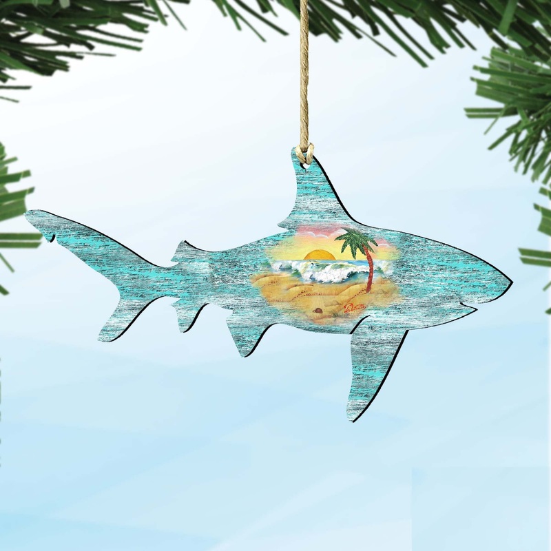 Shark Wooden Ornaments by G. DeBrekht – Coastal Holiday Decor – 8198515