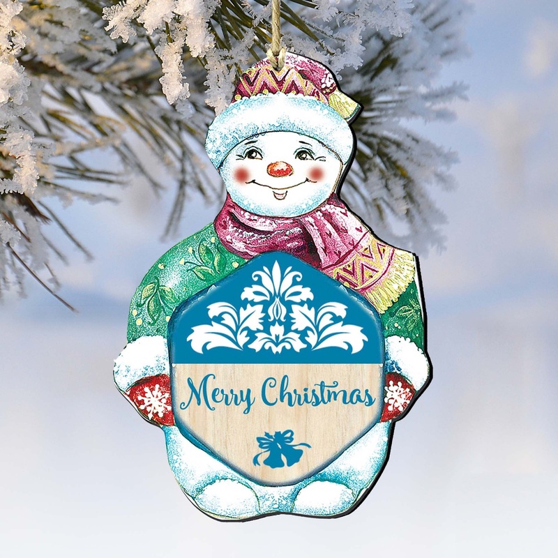 Snowman Christmas Wooden Ornaments by G. DeBrekht – Christmas Santa Snowman Decor – 8116101