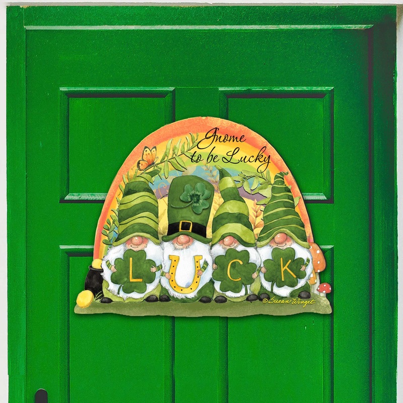 St Patrick’s Gnome Holiday Door Decor by Susan Winget – Celtic Decor – 8471110H-SW