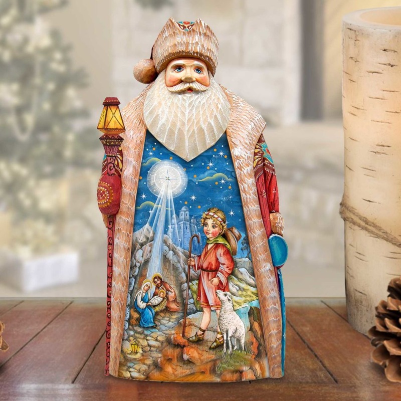 Star of Hope Santa Hand-Painted WOODCARVED Masterpiece by G. DeBrekht – Nativity Holiday Decor – 243018