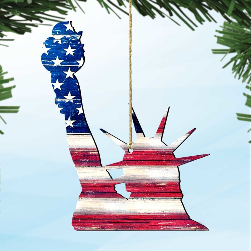 Statue of Liberty Rustic Wooden Ornaments – American Patriotic Decor – 8198918
