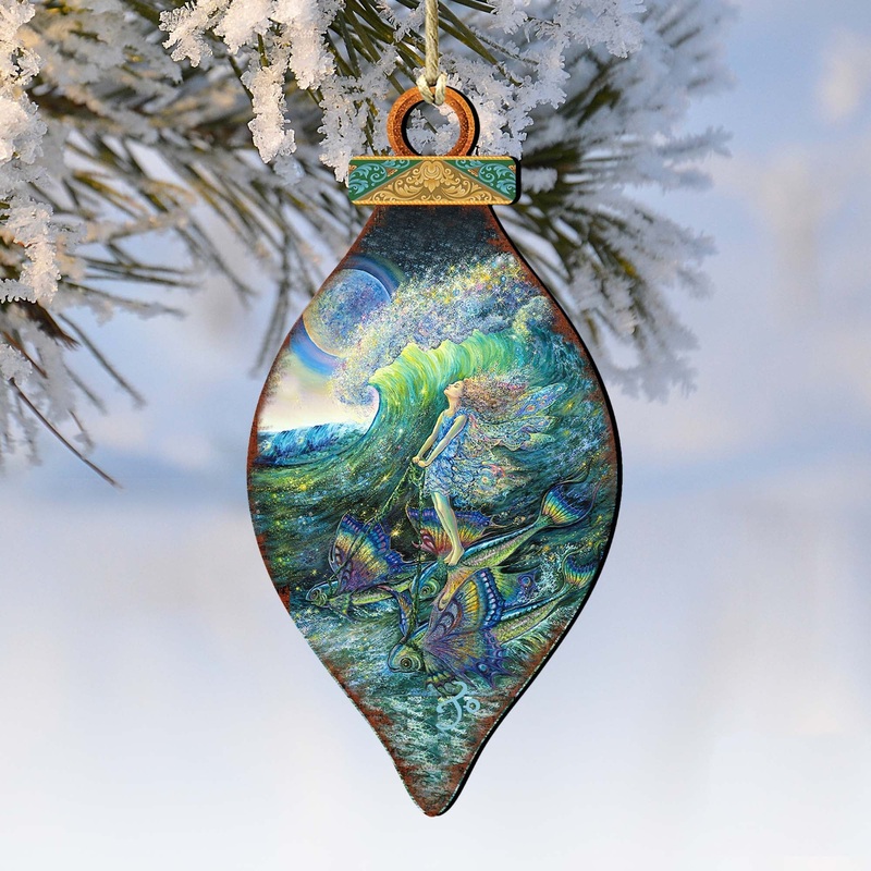 Surfers Dream Wooden Ornaments by Josephine Wall – Coastal Sea-Life Decor – 845622-JW