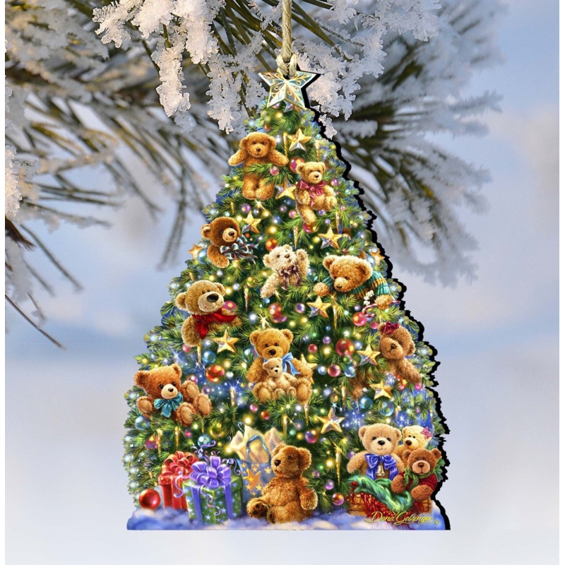 Teddy Bear Tree Wooden Ornaments by Gelsinger – Christmas Decor – 8161019-1101