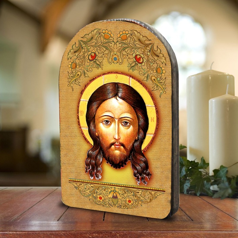 The Holy Face Wooden Gold Plated Religious Christian Sacred Icon – Inspirational Icon Decor – 86018