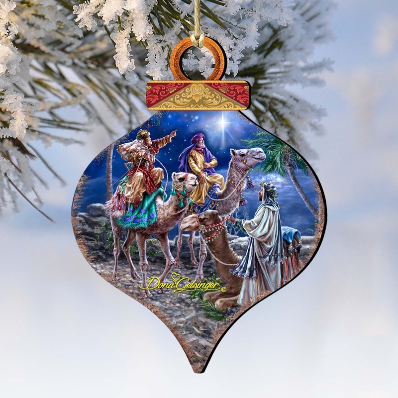 The Magic Wrap Christmas Wooden Ornaments by Gelsinger – Christmas Santa Snowman Decor – 8031024-1810