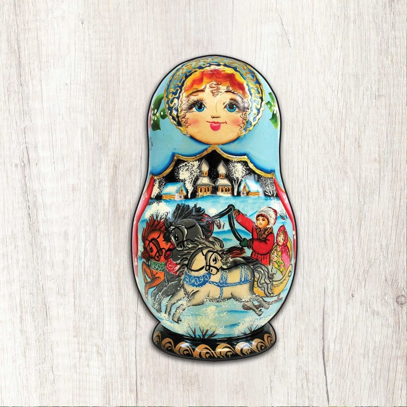 Troyka Horse Ride Nesting Doll Holiday Outdoor Decor Large Ornament by G. DeBrekht – Christmas Decor – 8115225M