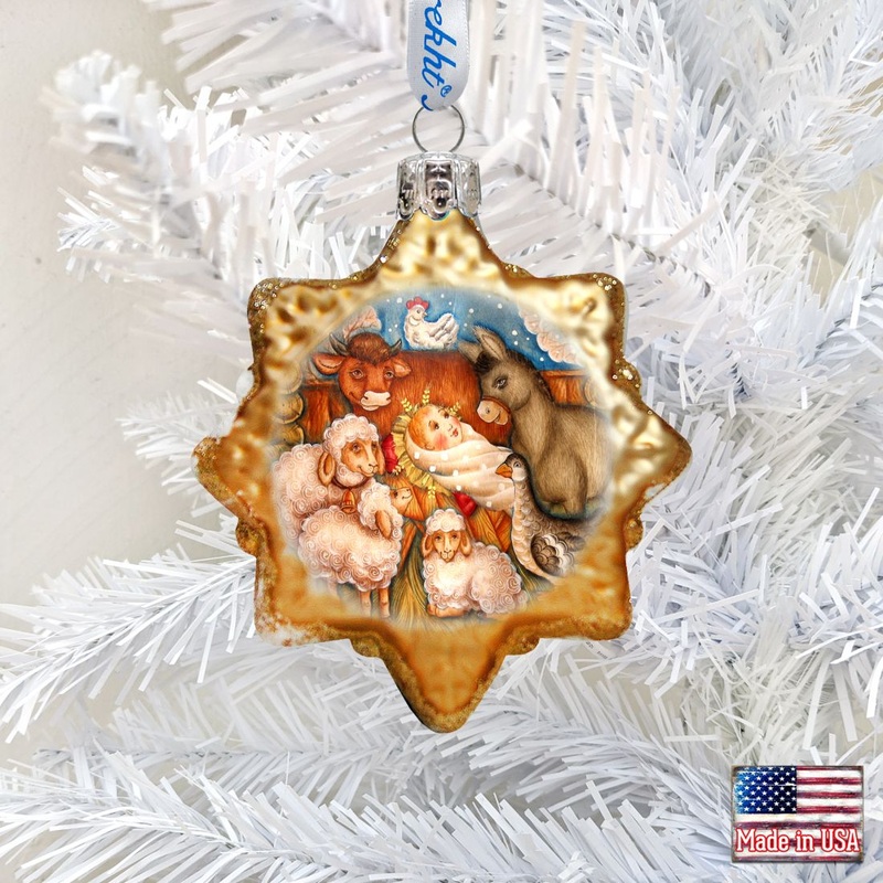 Village Nativity Mercury Glass Ornament by G. DeBrekht – Nativity Holiday Dcor – 773031