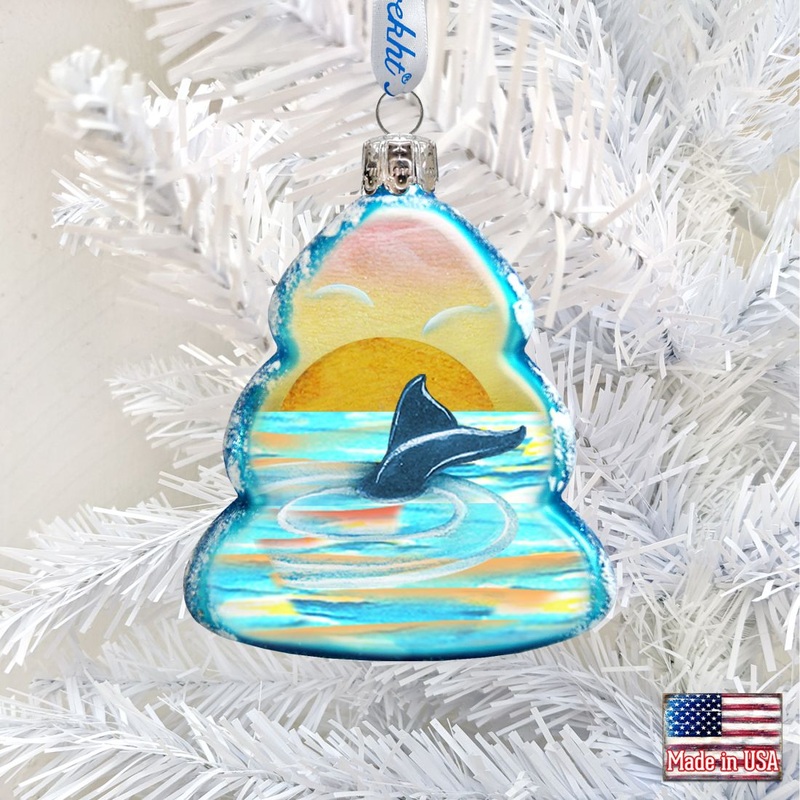 Whale Tail Mercury Glass Ornament by G. DeBrekht – Coastal Holiday Decor – 776276