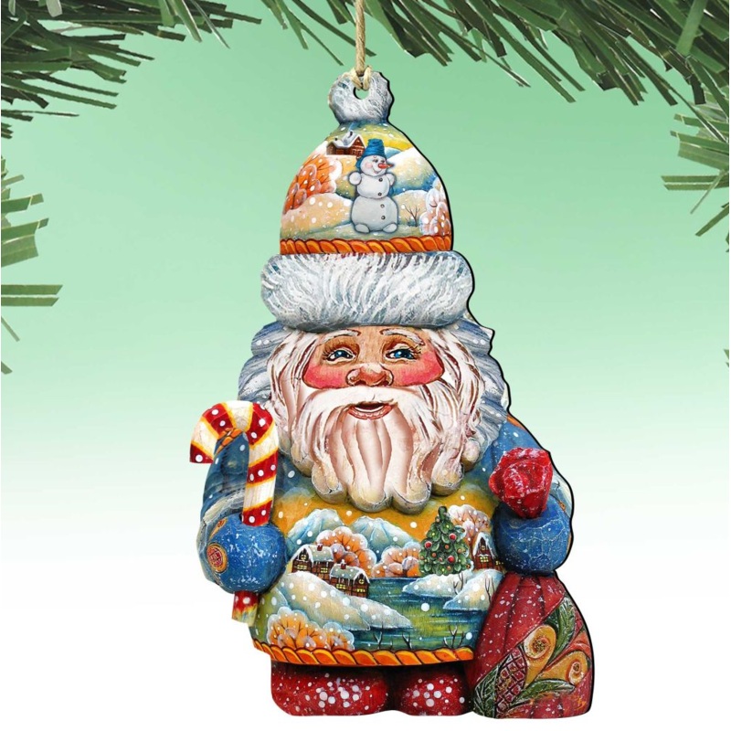 Winter Wonders Santa Wooden Ornaments by G. DeBrekht – Christmas Santa Snowman Decor – 81519184