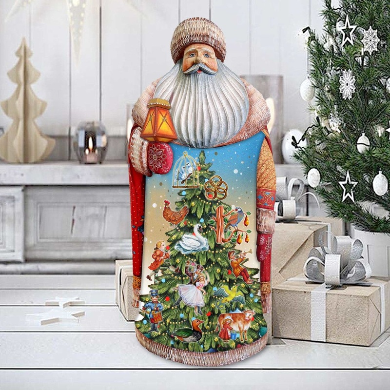 12 Days of Christmas Celebration Santa Hand-Painted Wood-Carved Masterpiece by  – Christmas Decor – 215863