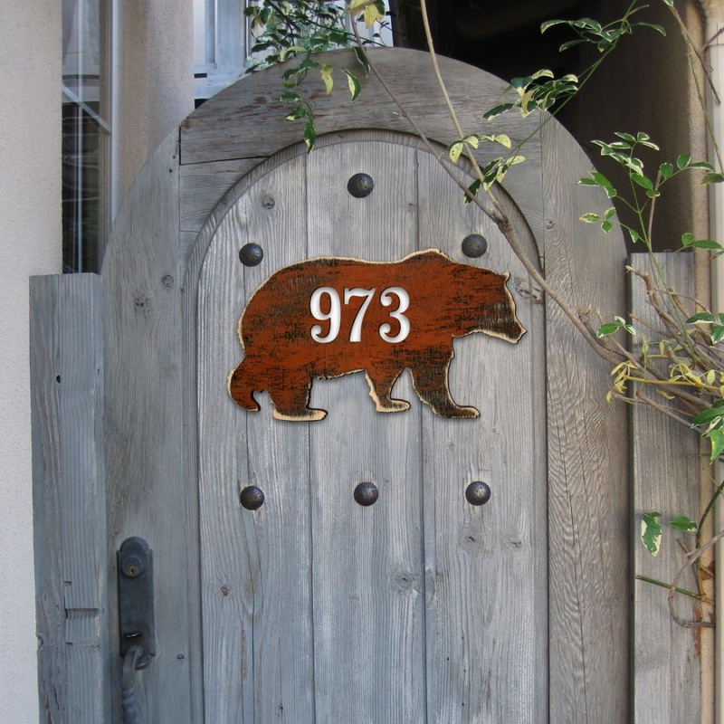 Bear Wooden Custom House Number Sign – Nature Wildlife Decor – Handcrafted Wooden Address Sign – MA98214