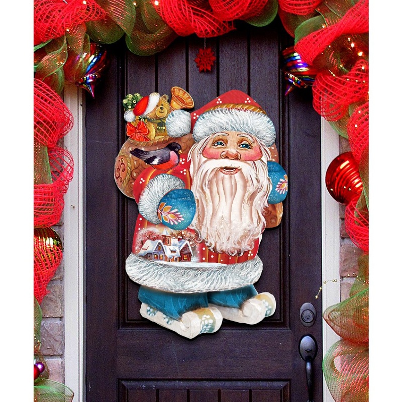 Caring Gift Bag Santa Christmas Door Decor by G. DeBrekht – Christmas Santa Snowman Decor – 8117863H