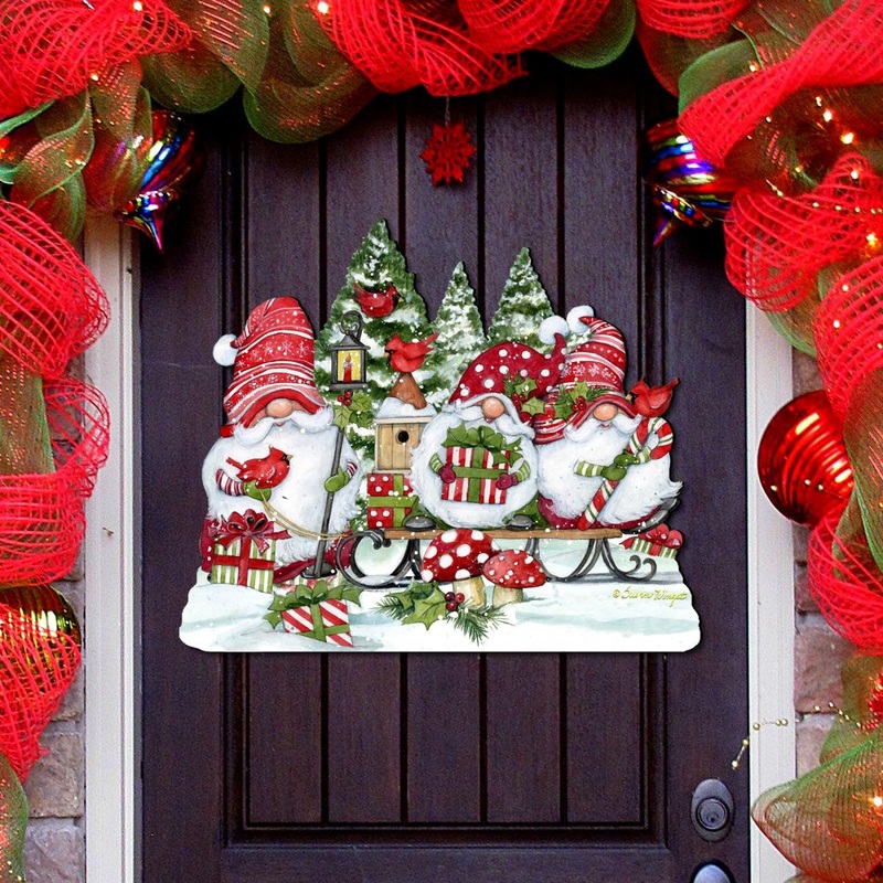 Christmas Gnome Holiday Door Decoration by Susan Winget – Christmas Decor – 8471109H-SW