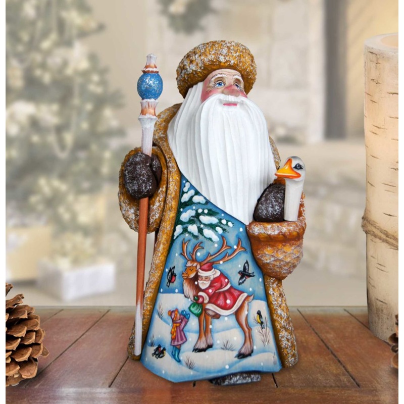 Christmas Goose Santa Hand-Painted WOODCARVED Masterpiece by G. DeBrekht – Christmas Decor – 821813 *** PRE-ORDER – Handmade Just for You! ***