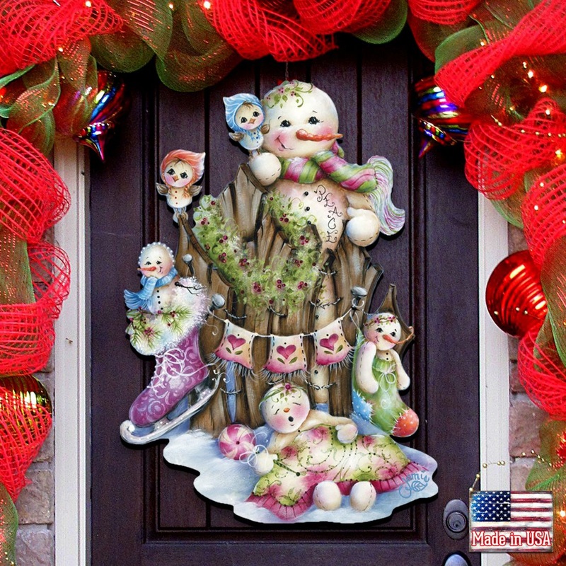 Christmas Time Christmas Door Decor by Jamie Mills-Price – Christmas Santa Snowman Decor – 8457502H