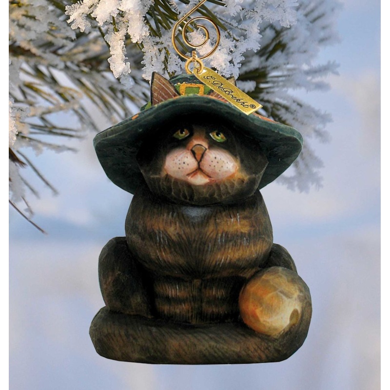 Fifield Halloween Cat Sculpted Hand-Painted Christmas Figurine by G. DeBrekht – Christmas Santa Snowman Decor – 654111