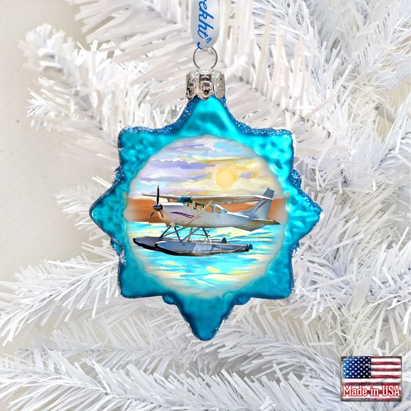 Floating Plane Mercury Glass Ornament by G. DeBrekht – Wildlife Holiday Dcor – 771050