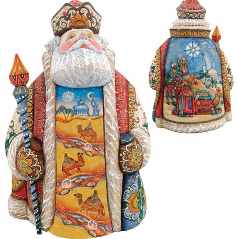 Gifts of Kings Santa, Hand-Painted WOODCARVED Masterpiece Figurine by G. DeBrekht *** PRE-ORDER – Handmade Just for You! ***