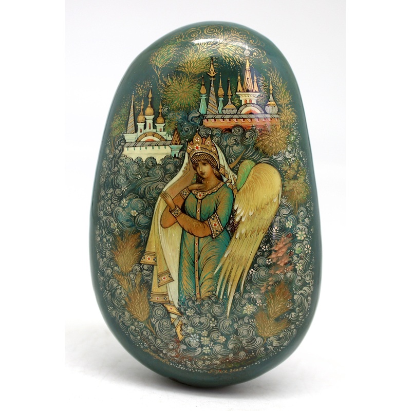 Handpainted One-of-a-Kind Mstera Lacquered Miniature Stone Painting 2.5 x 3.5 x 1 Unique Handmade Gift Collectible and Home Decoration