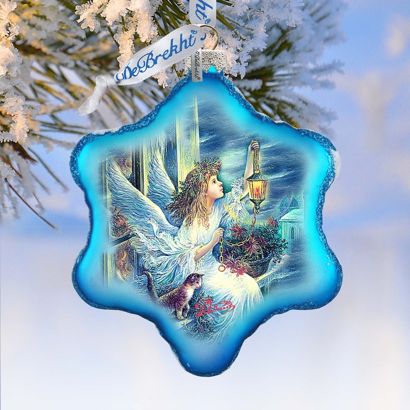 Light the Way Angel Glass Ornament by G. DeBrekht – Christmas Decor – 754-085