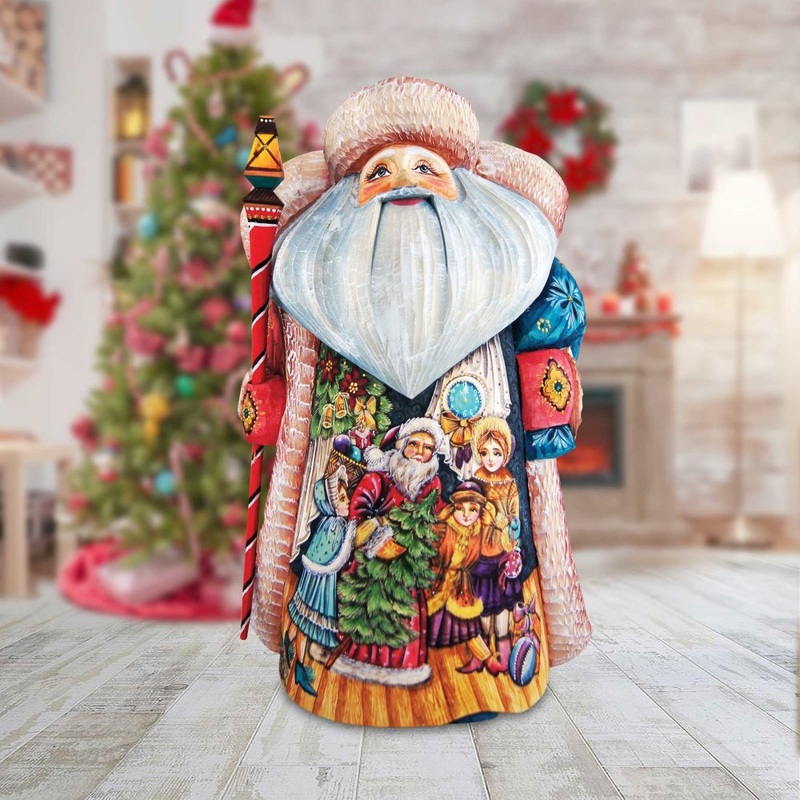 Magic Night Father Frost Santa Hand-Painted WOODCARVED Masterpiece by G. DeBrekht – Christmas Decor – 241122 *** PRE-ORDER – Handmade Just for You! ***