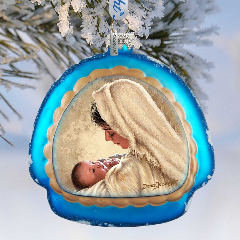 Mother of God Glass Rainbow Christmas Ornament by D. Gelsinger – Nativity Holiday Decor – 756-025-DG