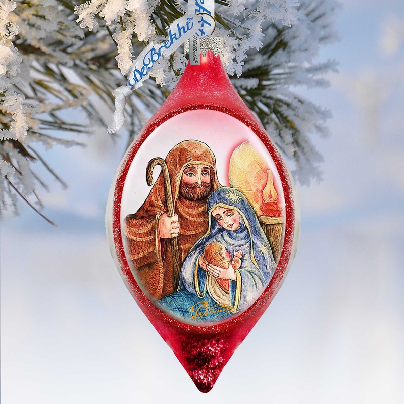 Nativity Red Drop Glass Ornament by G. DeBrekht – Nativity Holiday Decor – 757-021R