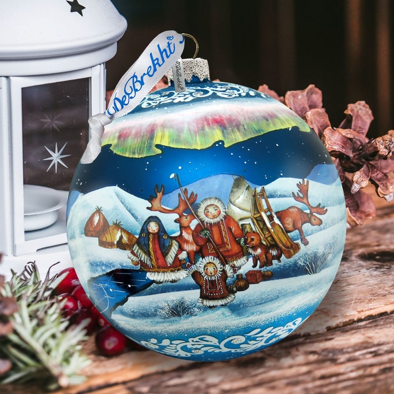 Northern Light Ball Glass Ornament Limited Edition by G. DeBrekht – Christmas Decor – 73856