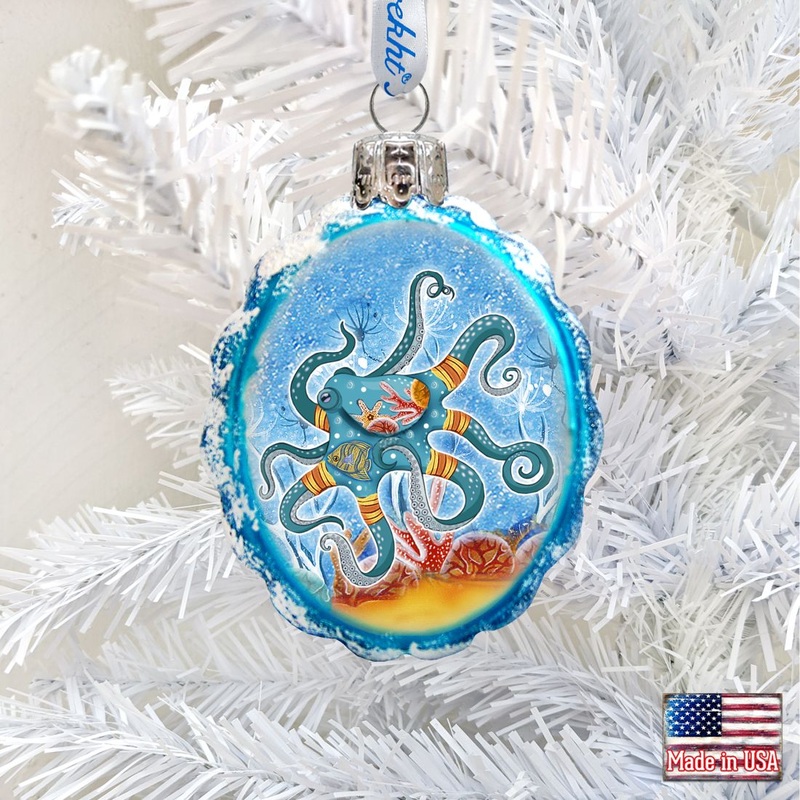 Octopus Mercury Glass Ornament by G. DeBrekht – Coastal Holiday Dcor – 777374