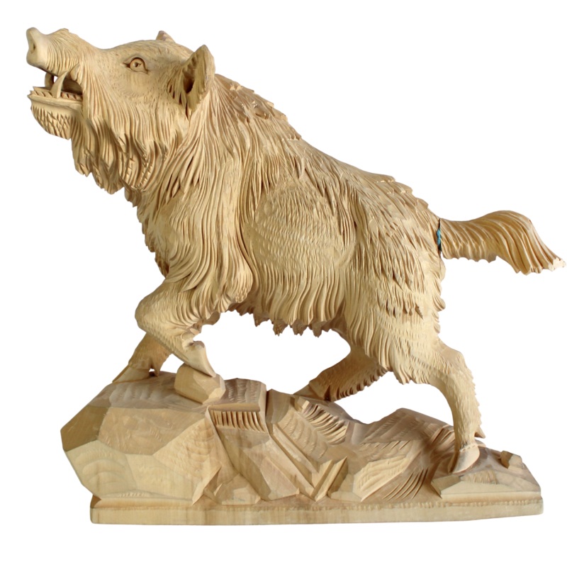 One-of-a-Kind Boar Wood Carved Figurine 13 by
