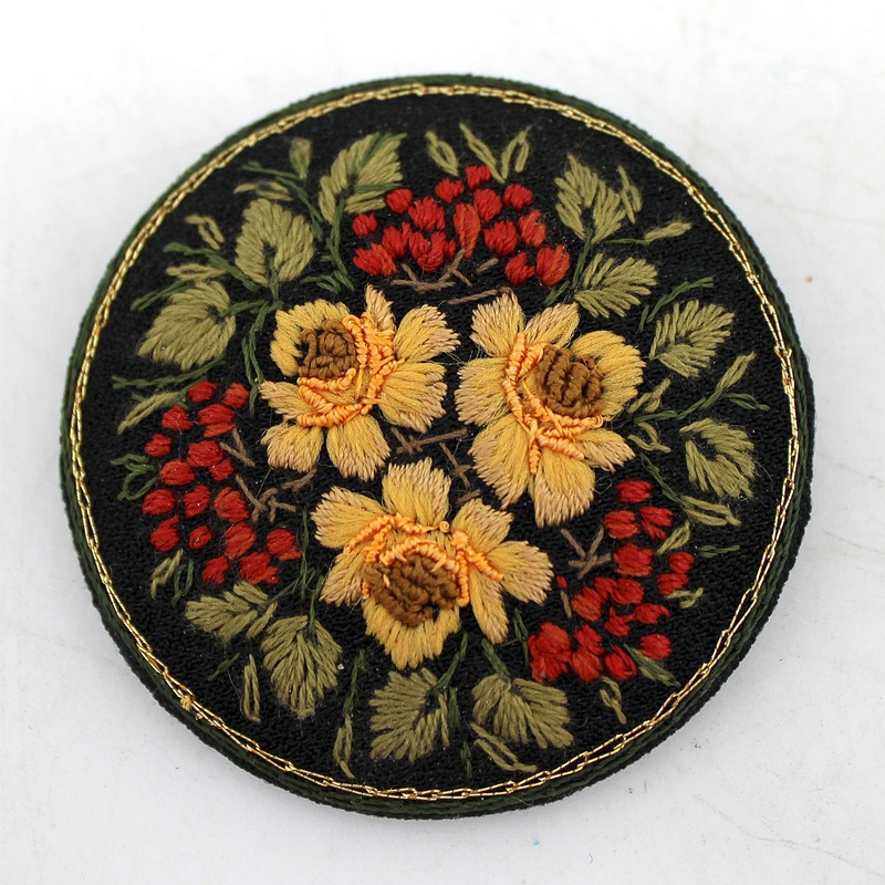 One-of-a-Kind Handmaid Embroidered Miniature Jewelry Brooch Pin by  Unique Handmade Gift Collectible and Home Decoration